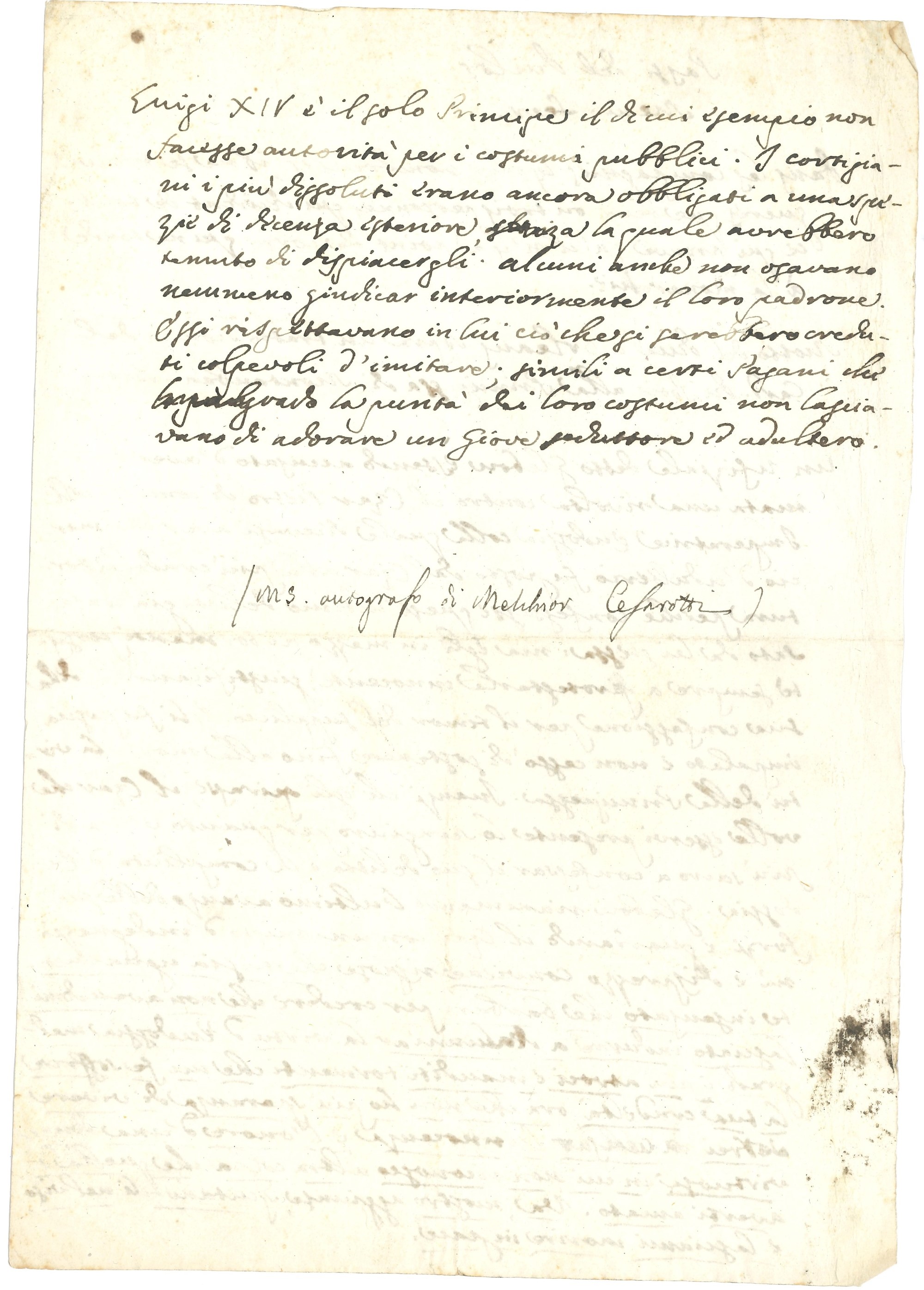 Cesarotti Melchiorre (1730-1808) Lettera Autografa a Saverio Mattei