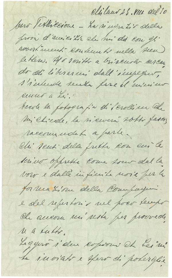 Abba Marta (1900-1988) Lettera autografa al drammaturgo Pelliccione