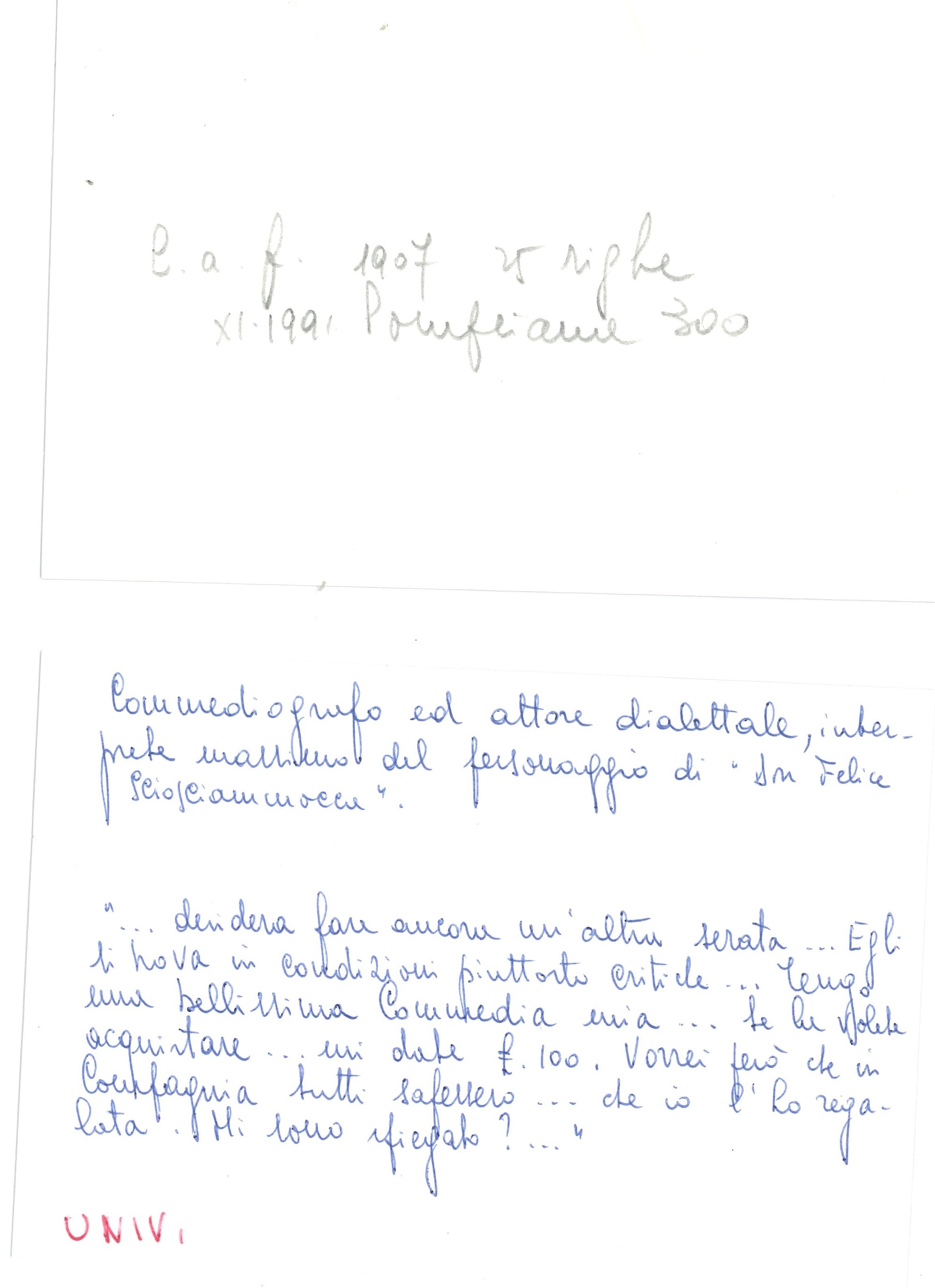 Scarpetta Edoardo (1853-1925) Lettera Autografa a Non Meglio Identificato "egregio Cavaliere", Da...
