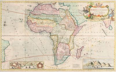 Hermann Moll (1654-1732). Africa. Carta Geografica Incisa con Bella Coloritura. Londra: J. & T. B...
