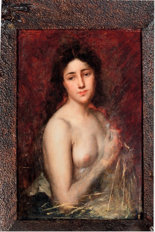 Scuola francese del XIX-XX secolo Ritratto femminile a seno scoperto