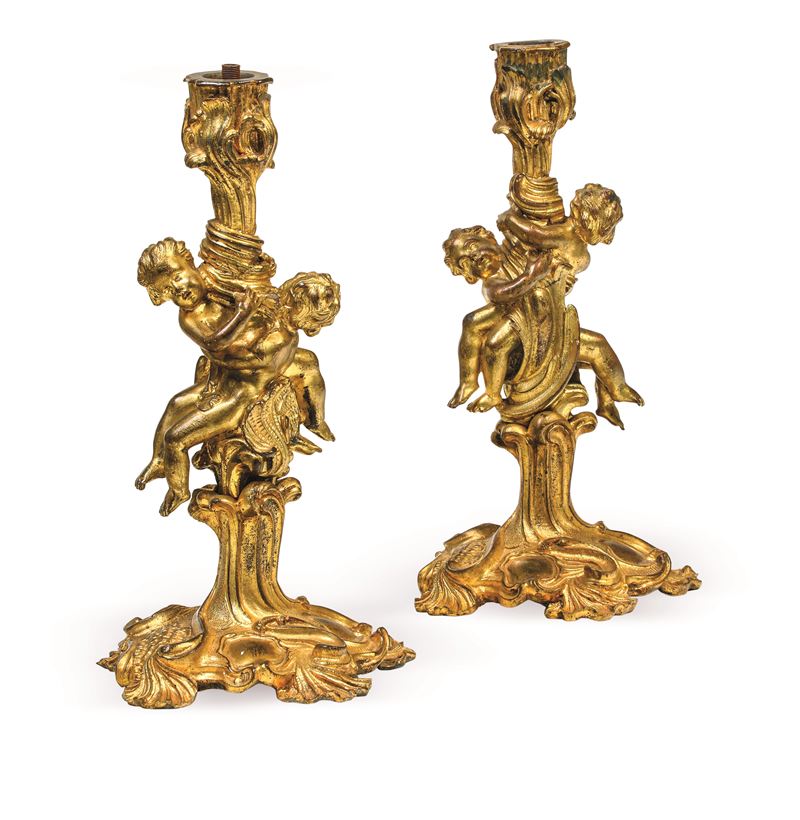 Coppia di candelieri. Roma, XIX secolo  - Auction Six Centuries of Arts and Furnitures - III - Cambi Casa d'Aste