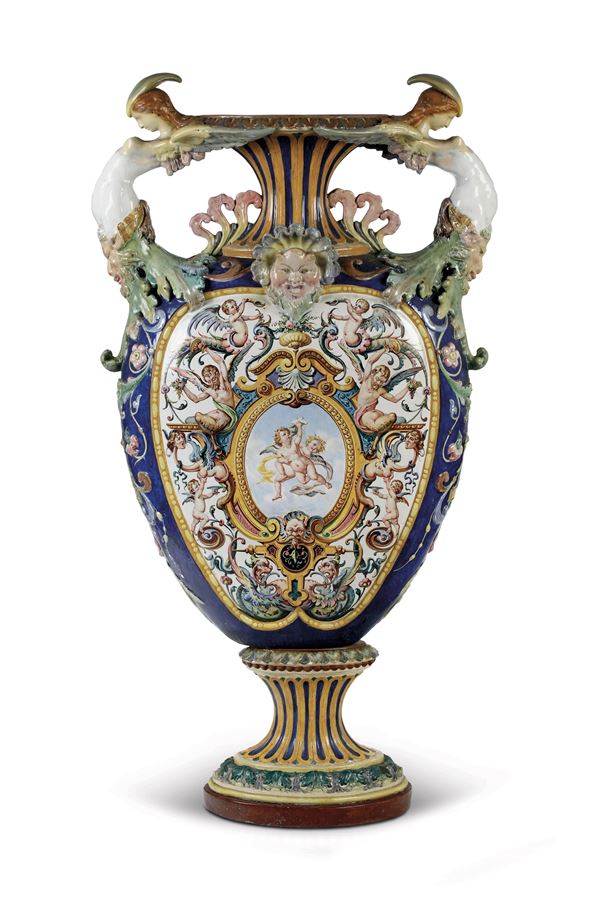 Grande vaso biansato Italia centrale, probabilmente Faenza, XX secolo