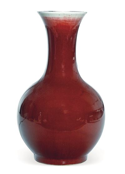 Vaso in Porcellana Monocroma Sangue di Bue, Cina, XX Secolo