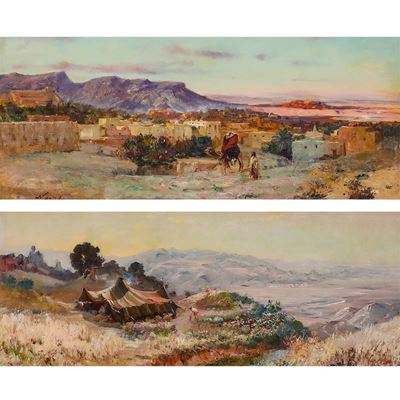 Coppia di Piccole Vedute Arabe