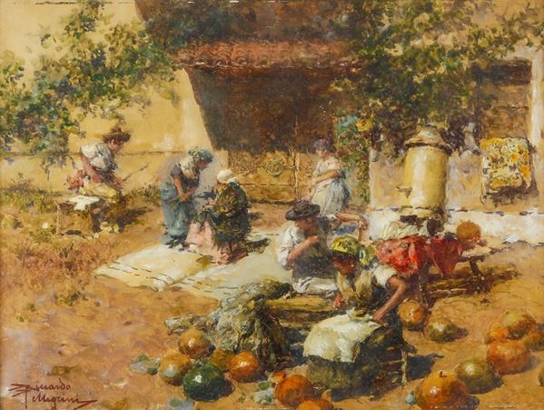 Venditrice nel cortile