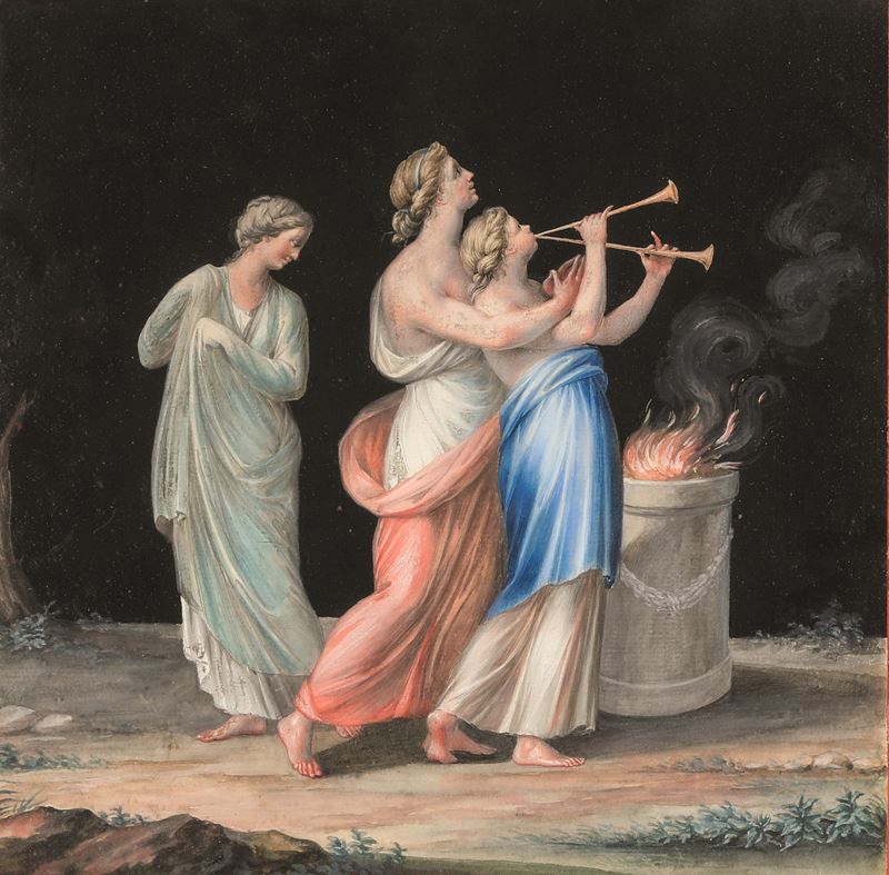 Tommaso Piroli : Scena neoclassica  - tempera su carta - Auction Six Centuries of Arts and Furnitures - III - Cambi Casa d'Aste
