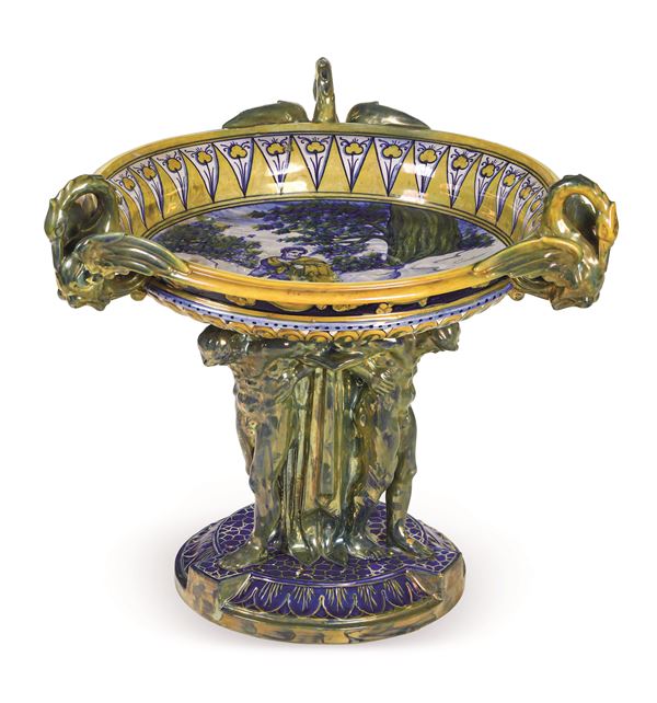 Monumentale alzata centrotavola Gualdo Tadino, Manifattura “Luca della Robbia”, 1938-1950 circa