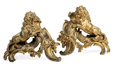 Coppia di Alari in Bronzo Dorato. Francia, Seconda Metà del XIX Secolo