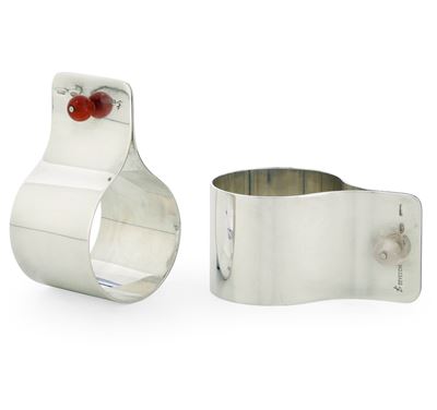 Gabriele Devecchi, Coppia di porta tovaglioli in argento 925 (argenteria milanese) del XX secolo