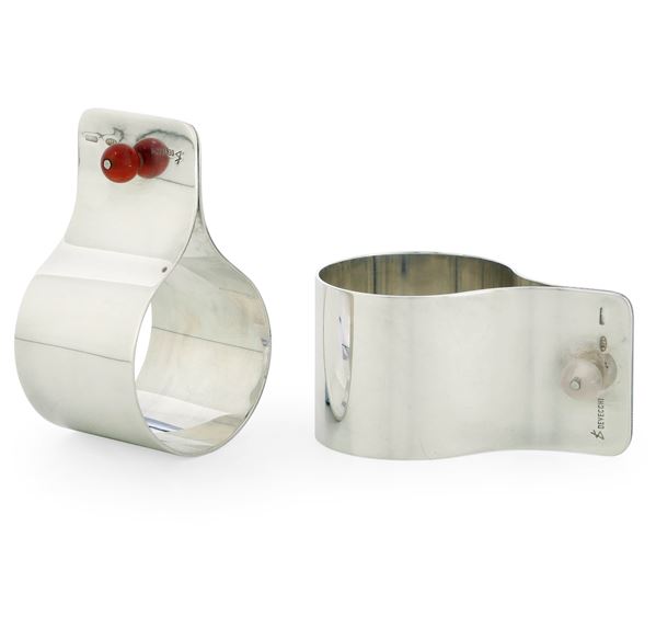 Coppia di porta tovaglioli. Argenteria milanese del XX secolo, argentiere Gabriele Devecchi