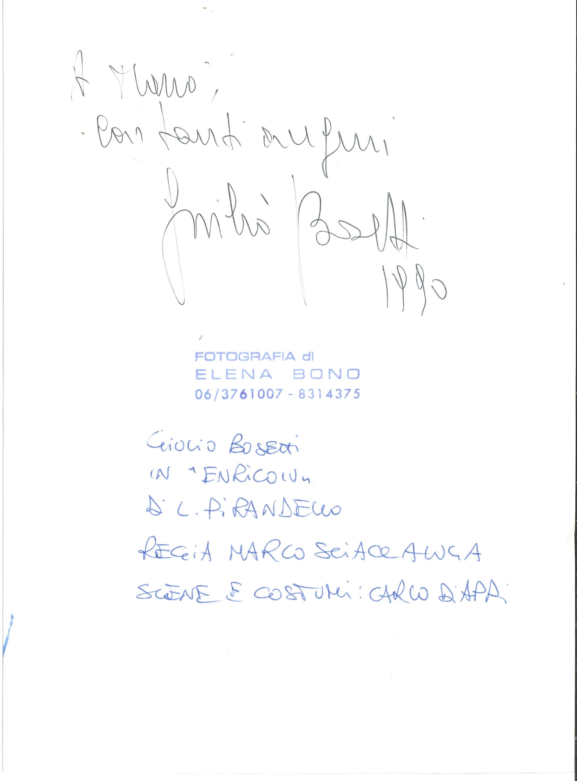 Miscellanea di Più di Venticinque tra Fotografie, Autografi e Altri Documenti di Attori di Prosa,...