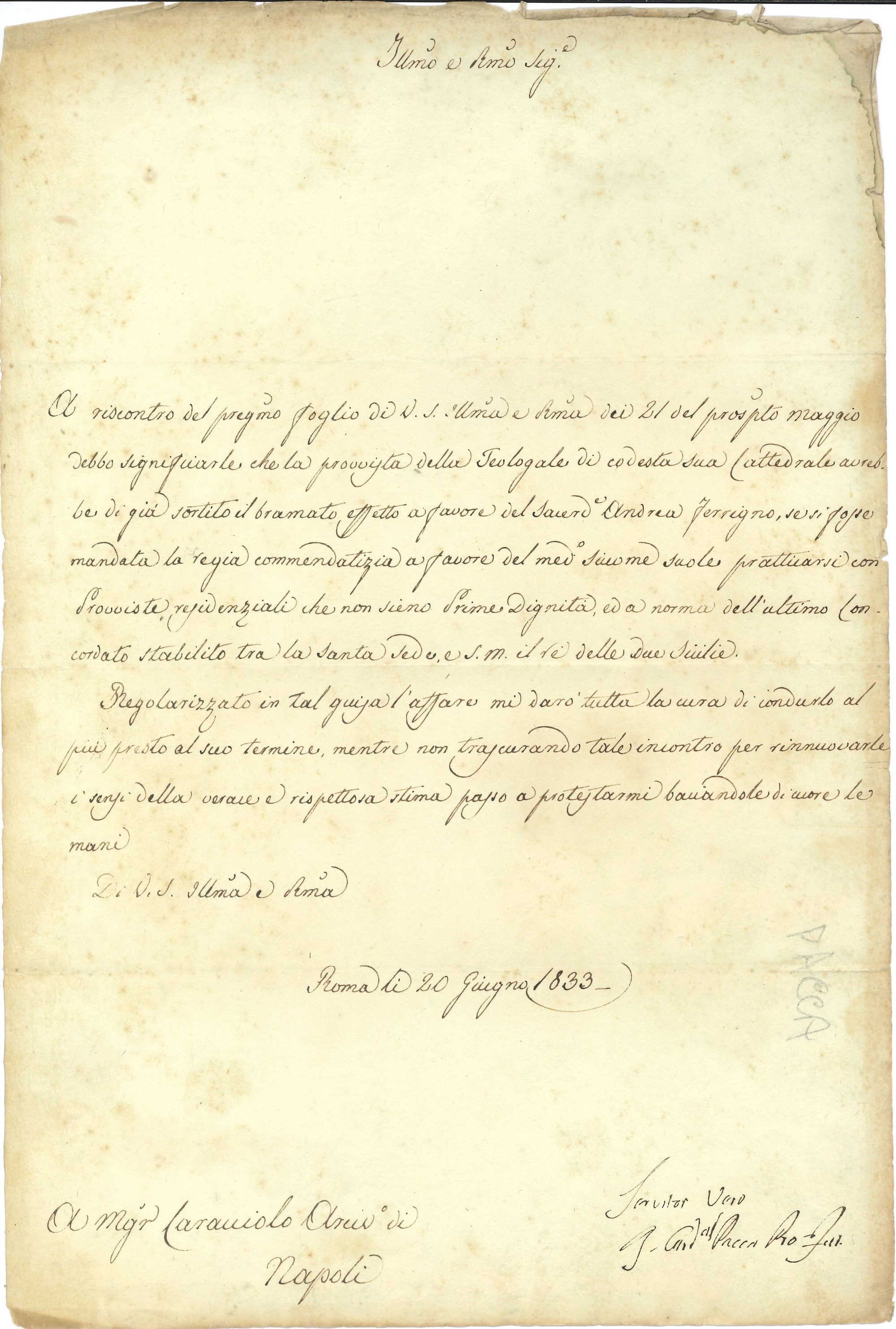 Grande Raccolta di Oltre Quaranta tra Lettere, Autografi e Manoscritti di Cardinali, Arcivescovi ...