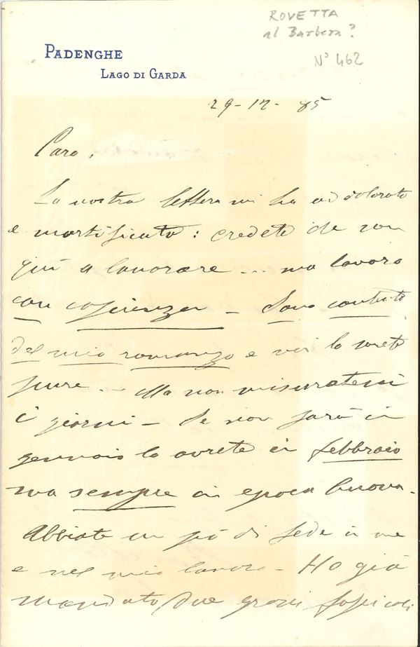 Grande raccolta di oltre sessantacinque lettere, manoscritti, autografi e biglietti di storici e letterati. Per lo più dei secoli XIX e XX ma anche precedenti.