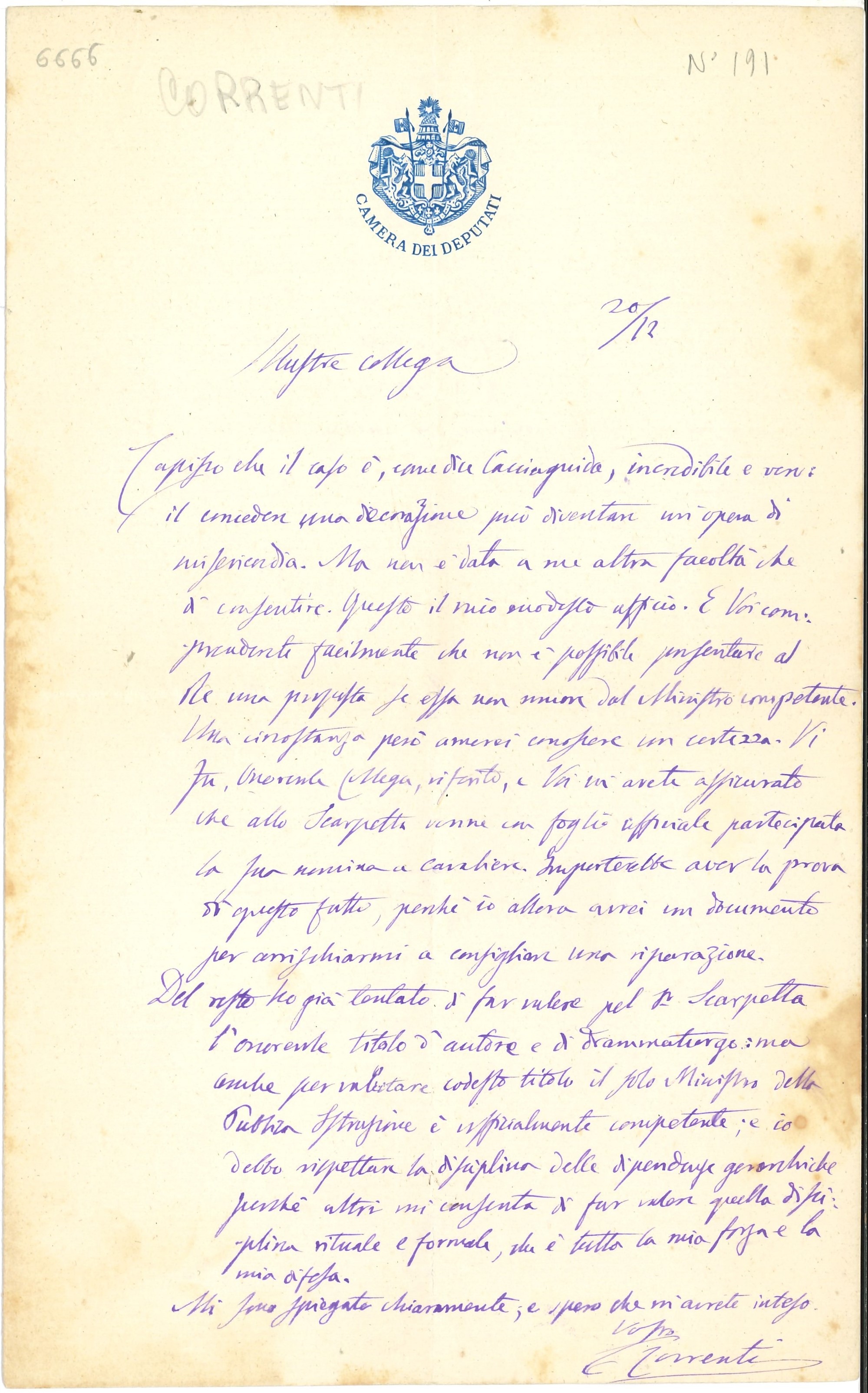 Grande Raccolta di Oltre Quaranta Autografi, Lettere e Biglietti di Politici, Diplomatici e Uomin...