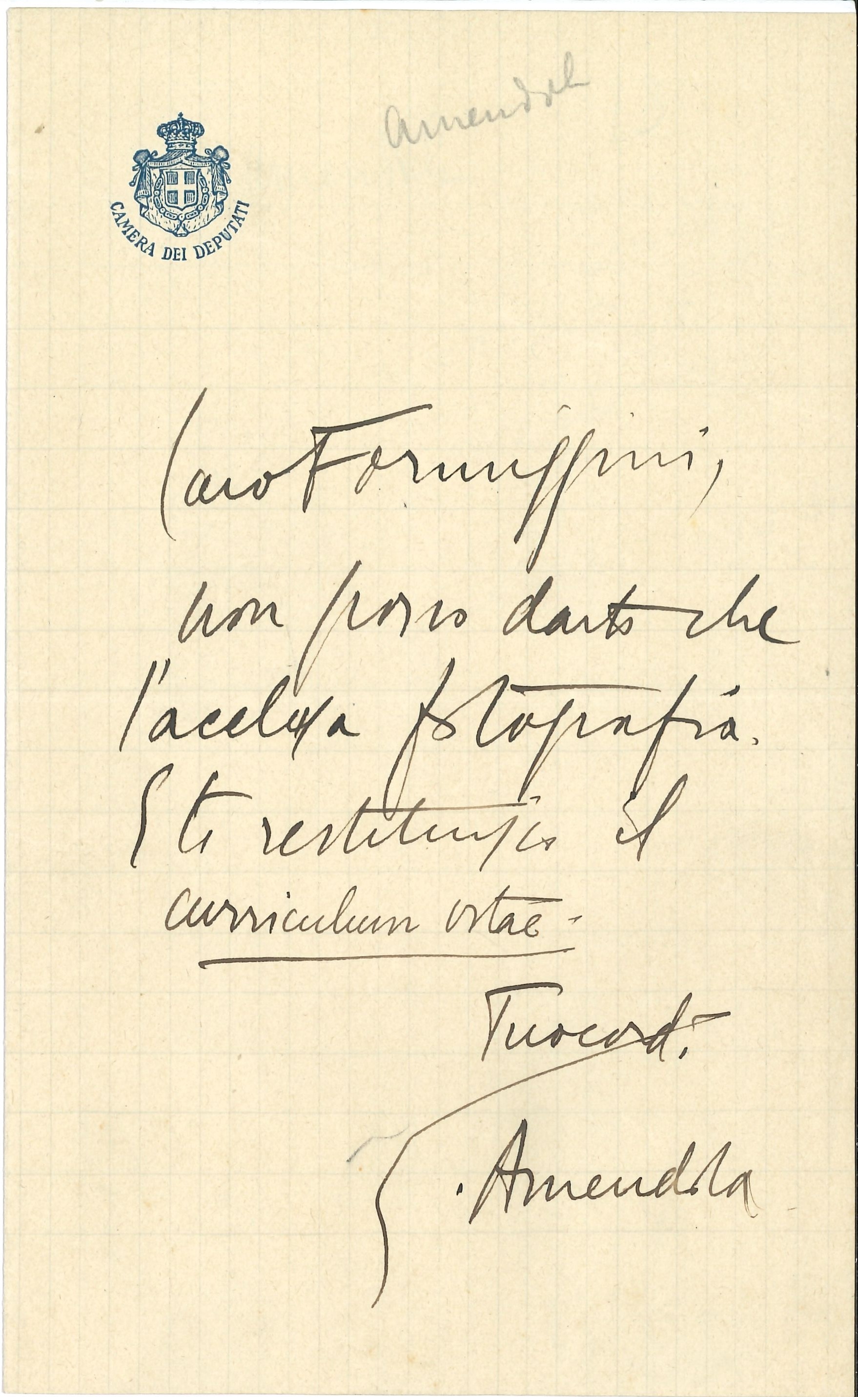 Grande Raccolta di Oltre Quarantacinque Autografi, Lettere e Biglietti di Politici, Diplomatici e...