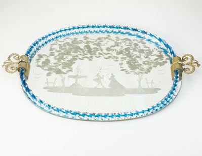 Presentoire a Specchio con Cornice in Vetro Murano. XX Secolo