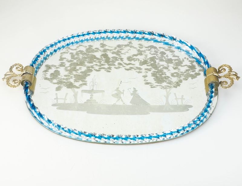 Presentoire a specchio con cornice in vetro Murano. XX secolo  - Auction Antique - Cambi Casa d'Aste