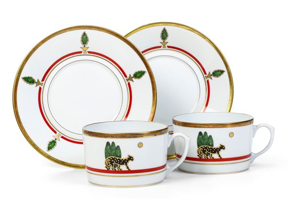 Coppia di tazze da caffè ”Panther" di Cartier Francia, Manifattura di Limoges, 1988 