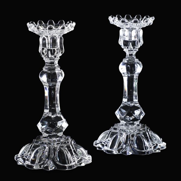 Rara coppia di candelieri Francia, Manifattura Baccarat, XX secolo 