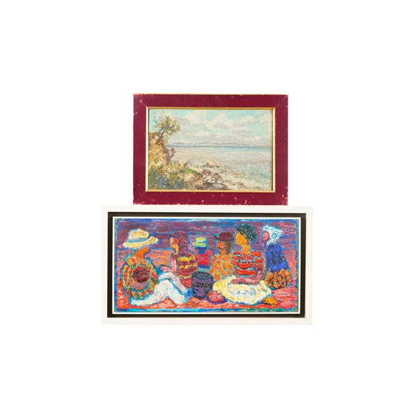 Paesaggio marittimo e scena di genere