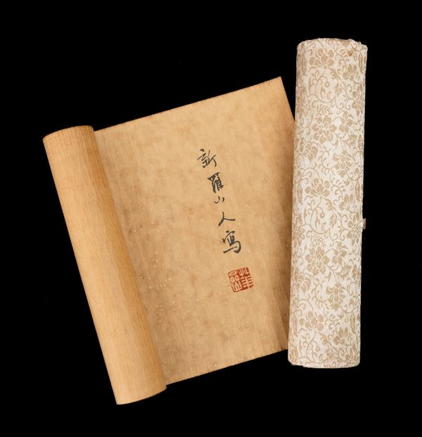Scroll raffigurante tigre, imitazione di Hua Yan, scritto da Xin Luo Shan Ren (1682-1756), Cina, XX secolo
