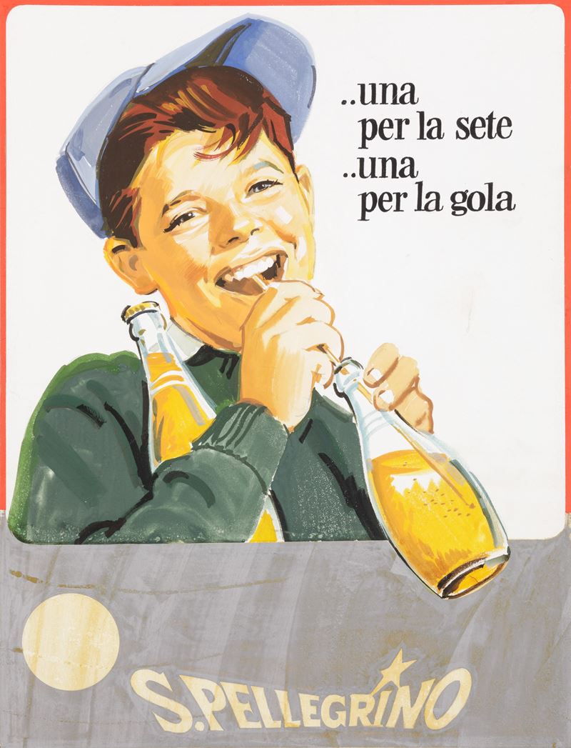 Mario Guida : Una per la sete una per la gola - S. Pellegrino  - Auction POP Culture and Vintage Posters - Cambi Casa d'Aste