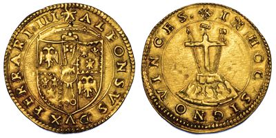 Ferrara. Alfonso i D’este, 1505-1534. Scudo D’oro del Sole.