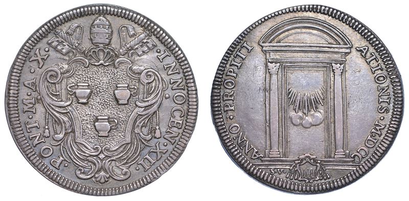 STATO PONTIFICIO. INNOCENZO XI, 1691-1700. Testone 1700/A. X. Anno Santo.  - Auction Numismatics - Cambi Casa d'Aste