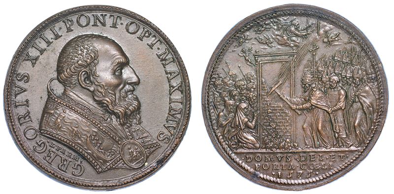 STATO PONTIFICIO. GREGORIO XIII, 1572-1585. Medaglia in bronzo 1575/A. Jub. Riconio.  - Auction Numismatics - Cambi Casa d'Aste