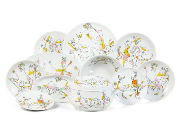 Servizio da tavola “Gioco” Germania, Manifattura Hutschenreuther,, ultimo terzo del XX secoloDesign di Agostino Scrofani (1931-1995)