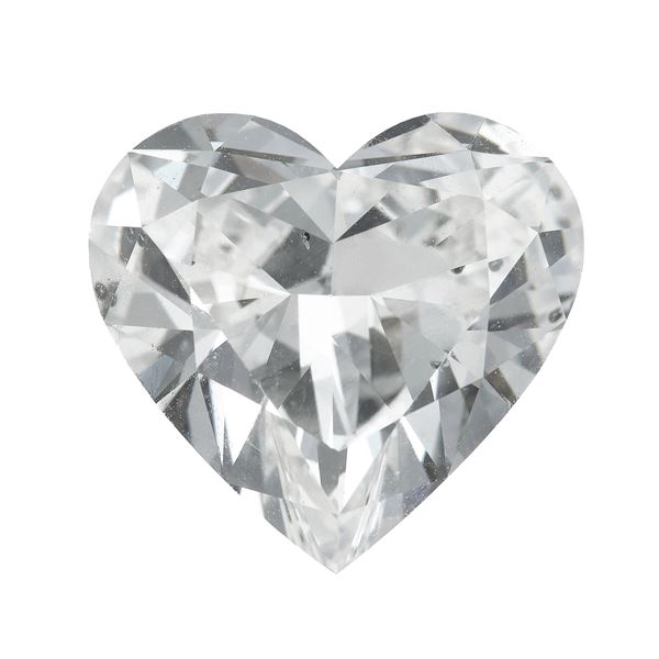 Heart-cut diamond weighing 5.04 carats, color H, clarity SI1, fluorescence none. Gemmological Report  [..]
