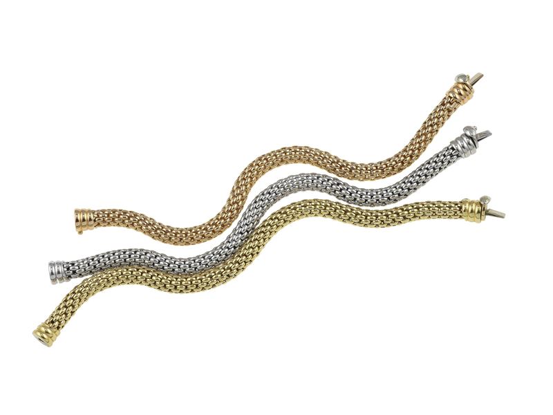 Three gold bracelets. Signed Fope  - Auction Fine Jewellery - Cambi Casa d'Aste