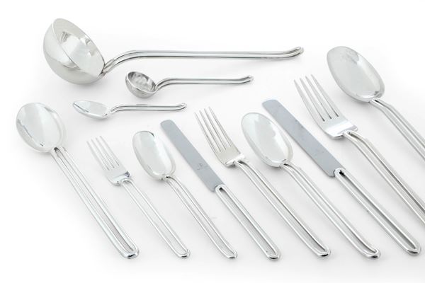 Servizio di posate modello "Filo". Fabbrica San Lorenzo, design Antonio Piva, Milano 1970-1995