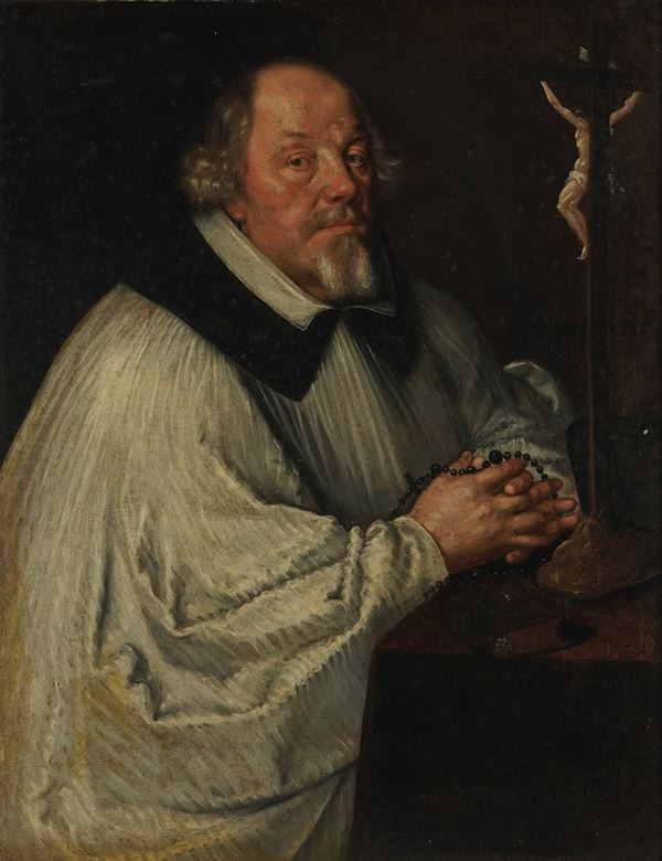 Scuola fiamminga del XVII secolo Ritratto di prelato