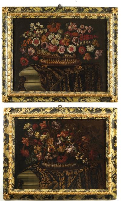 Natura Morta con Fiori e Drappo