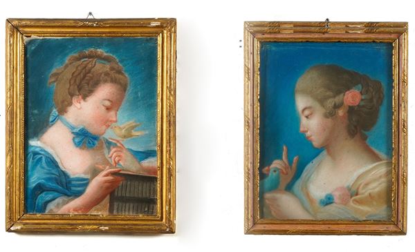 Ritratti di fanciulle con uccellini