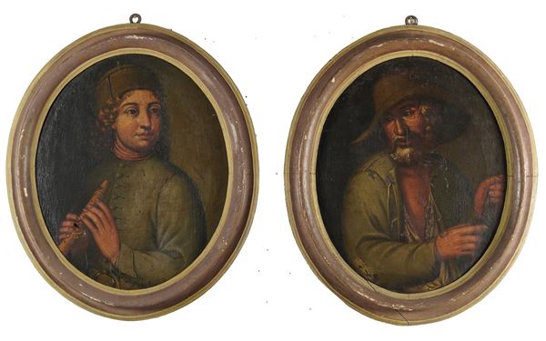 Scuola del XVIII secolo Ritratti di popolani