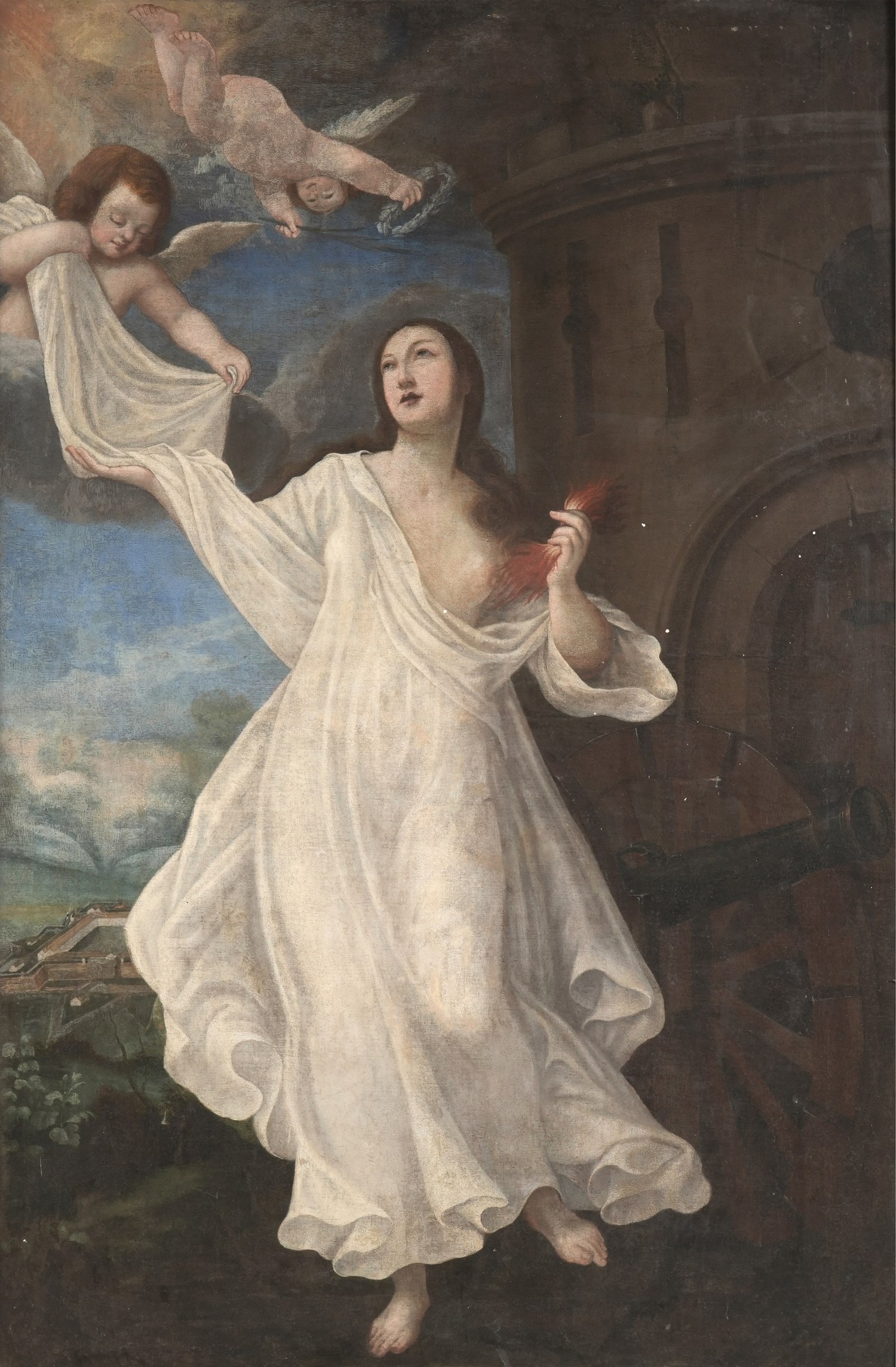 Scuola del XVII secolo, Santa Barbara, olio su tela