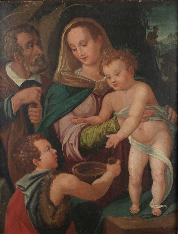 Scuola del XVII secolo Sacra Famiglia con San Giovannino