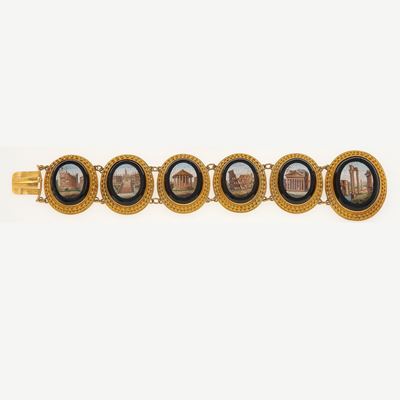 Bracciale con micromosaici, montatura in oro giallo 750/1000
