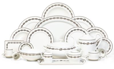 Servizio da Tavola Hermès “chaine D’ancre Platinum”francia, Fine XX o Inizio XXI Secolo