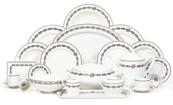 Servizio da tavola Hermès “Chaine d’Ancre Platinum” Francia, fine XX o inizio XXI secolo 