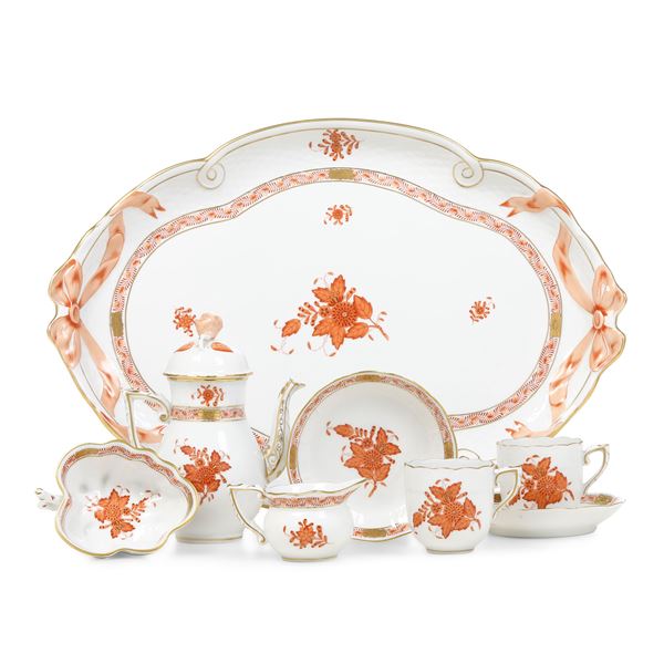 Servizio tête-à-tête da caffè "Appony Orange" Ungheria, Manifattura Herend, metà del XX secolo Per Candida Tupini, Napoli 