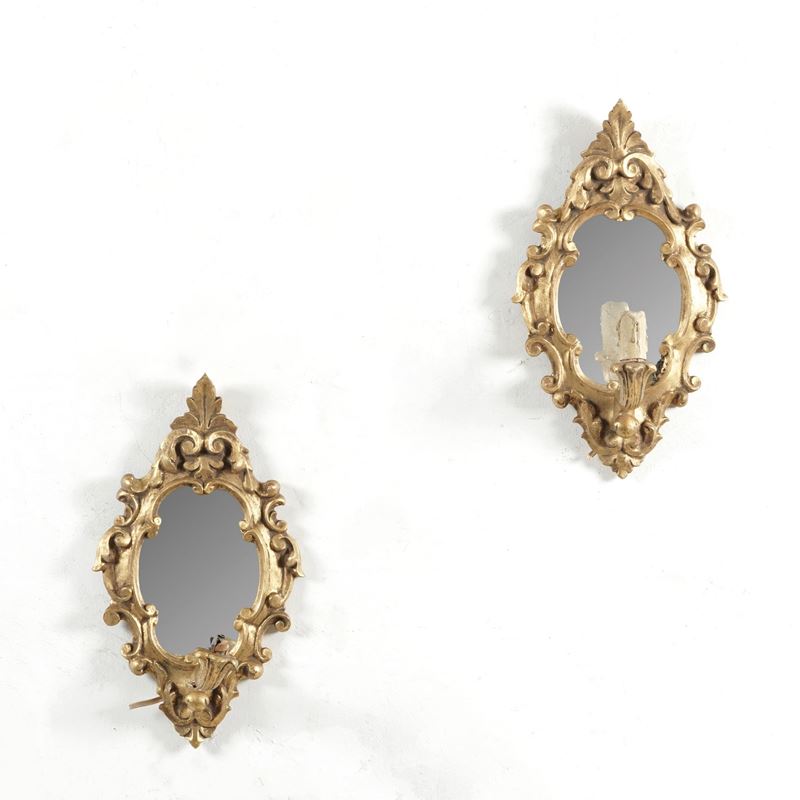 Coppia di ventoline in legno intagliato e dorato, XIX-XX secolo  - Auction Antiquariato - Cambi Casa d'Aste