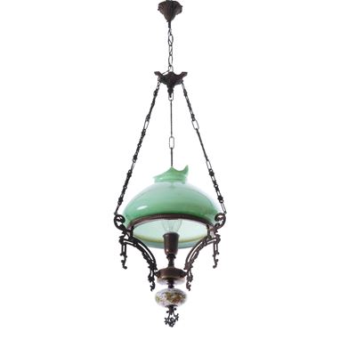 Lampada Pensile in Metallo e Ceramica Policroma