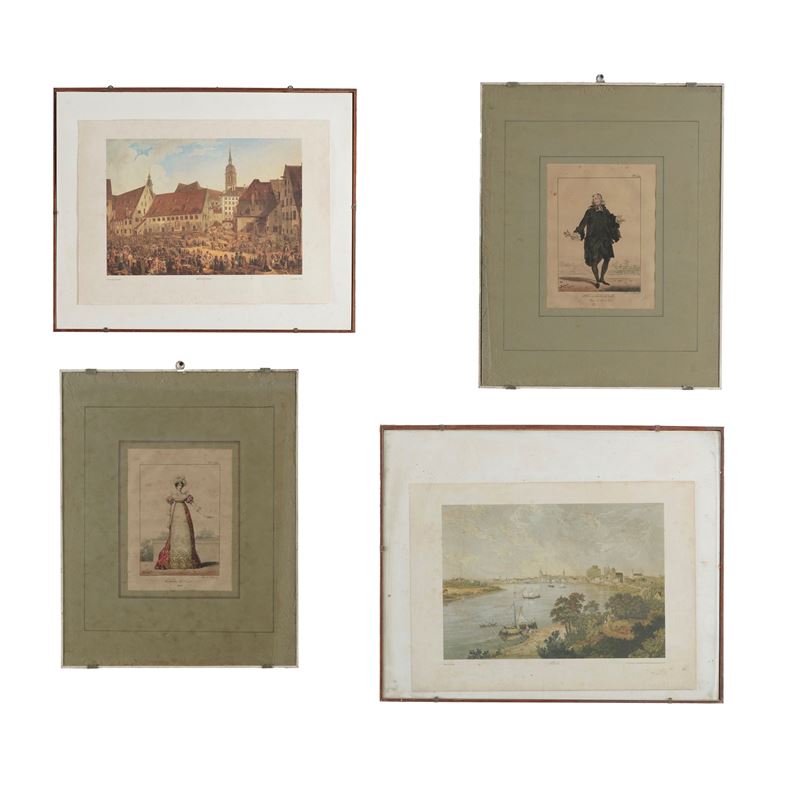 Quattro stampe policrome  - Auction Antiques - Cambi Casa d'Aste