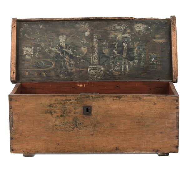 Baule da marinaio in legno. XIX secolo