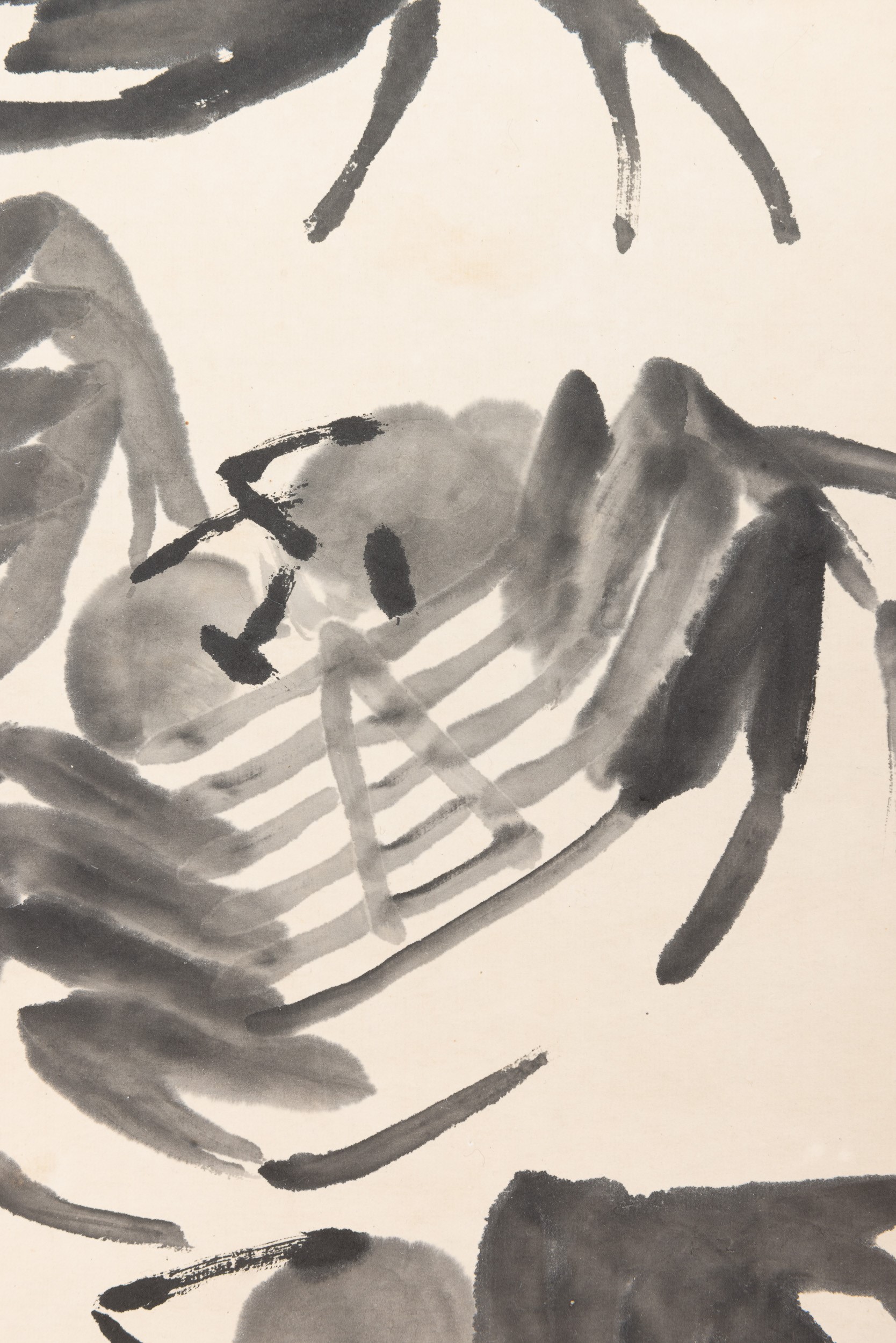 Scroll su Carta Titolato "granchi", Qi Baishi, Inchiostro su Carta, con Iscrizioni, Cina, XX Seco...