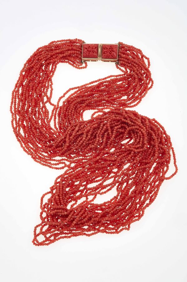 Coral and gold necklace